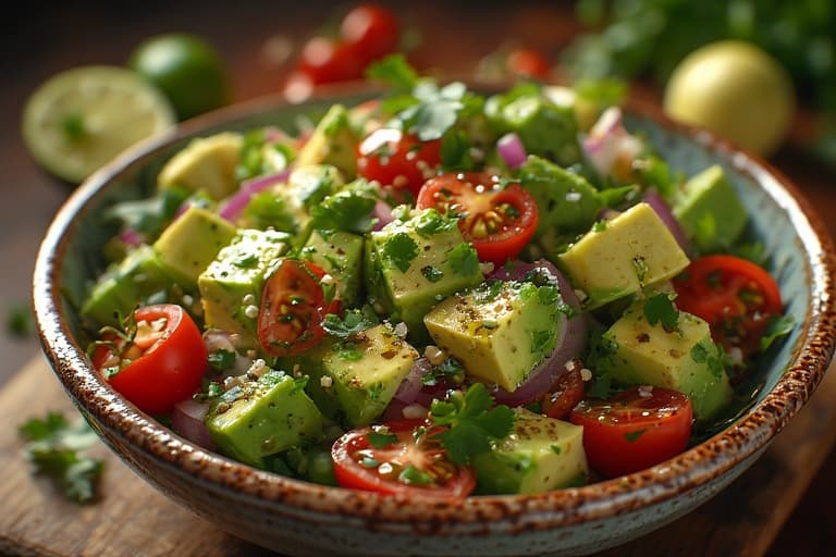 Salada Refrescante de Abacate, Tomate e Coentro